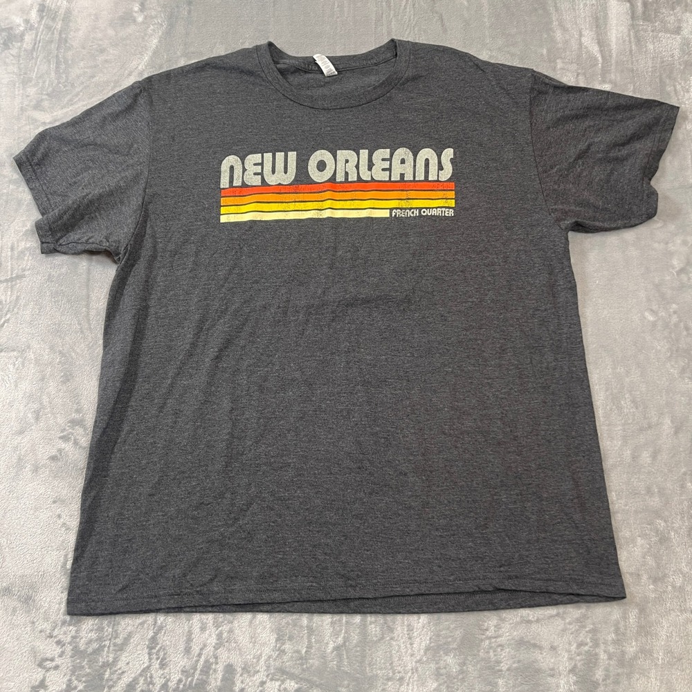 Spectra USA New Orleans French Quarter Retro Graphic T-Shirt Gray Mens XL